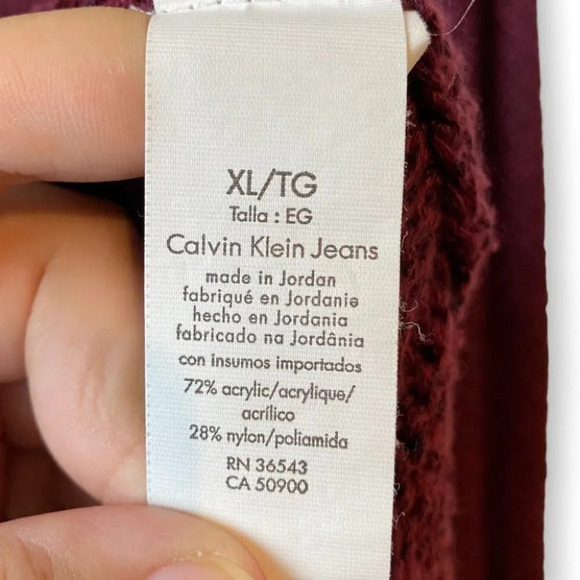 Calvin Klein Jeans Maroon Knit Long Sleeve Sweater - Picture 9 of 9